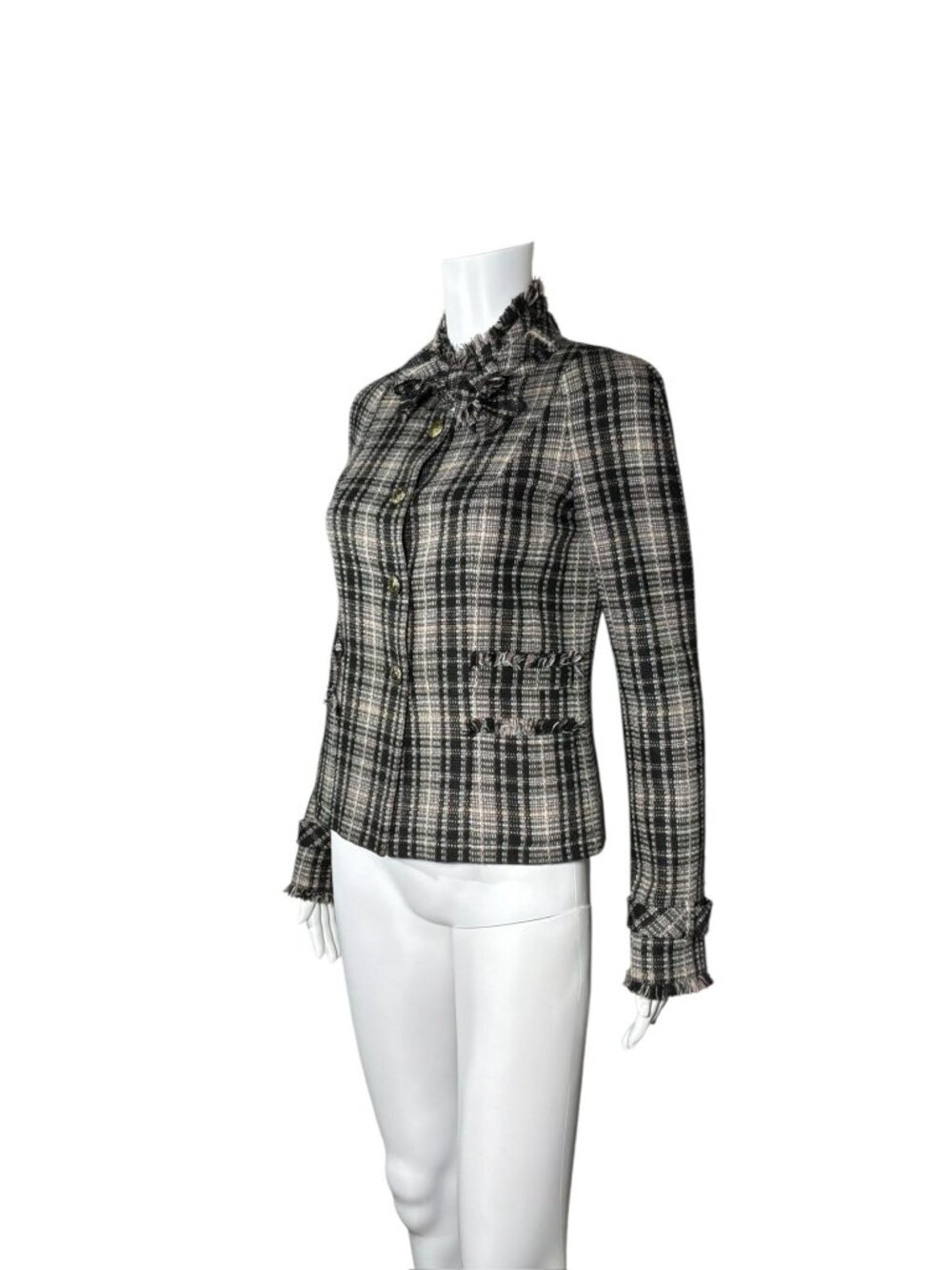 CHANEL Vintage 2005 Black & Grey Tweed Jacket SZ 2